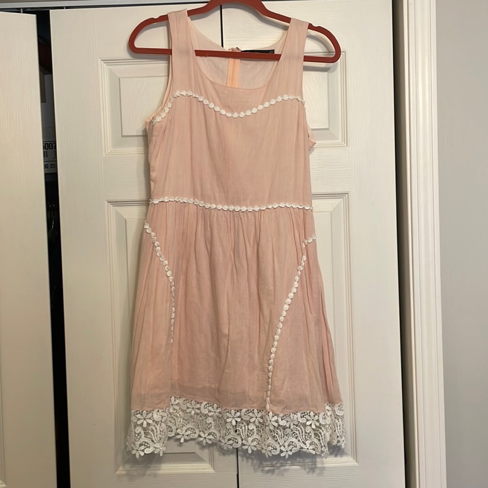 Doe and Rae pink dress with crochet hem